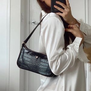 Princess Polly Peta and Jain black crocodile shoulder bag